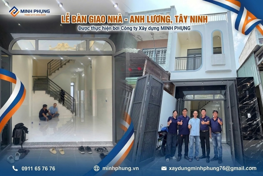 Bàn Giao Nhà Phố 1 Trệt 1 Lầu 1 Tum Tây Ninh – Xây Nhà Trọn Gói Tây Ninh 2026