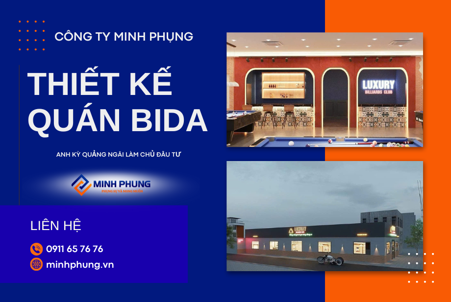 Thiết Kế Quán Bi Da Quảng Ngãi | Báo Giá Thiết Kế 2026 | Minh Phụng