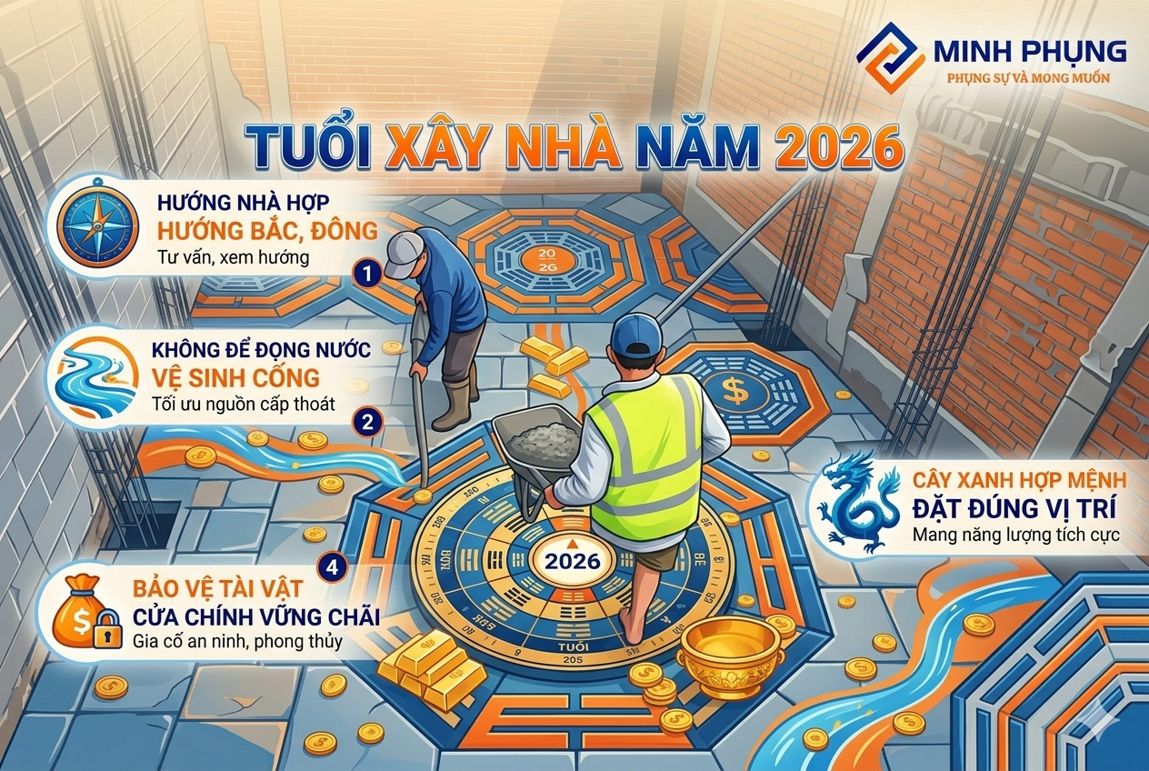 Tuổi xây nhà năm 2026 đẹp nhất giúp gia chủ gặp nhiều may mắn