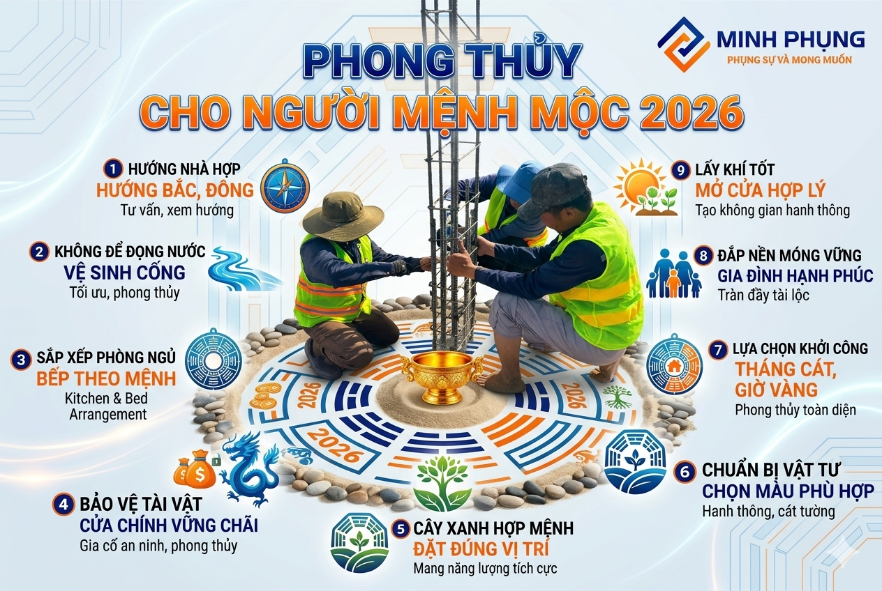 Mệnh Mộc xây nhà năm 2026: Hướng, màu sắc và bố trí chuẩn nhất